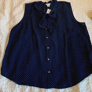 Sleeveless JCrew polka dot top, XL